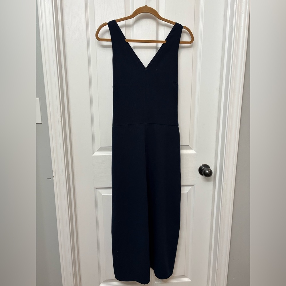 LOFT Deep Blue V-Neck Sleeveless Wide-Leg Jumpsuit - Picture 11 of 11